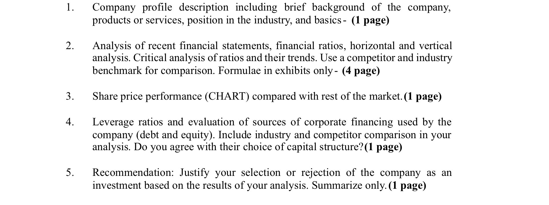 1. Company profile description including brief