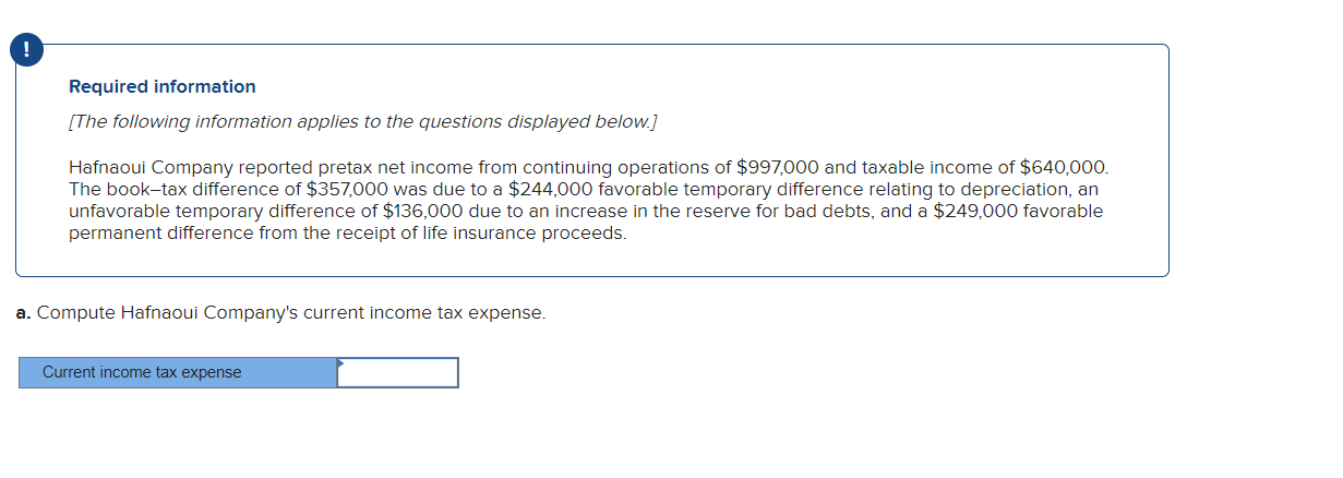 Required information {T he foiiowing information