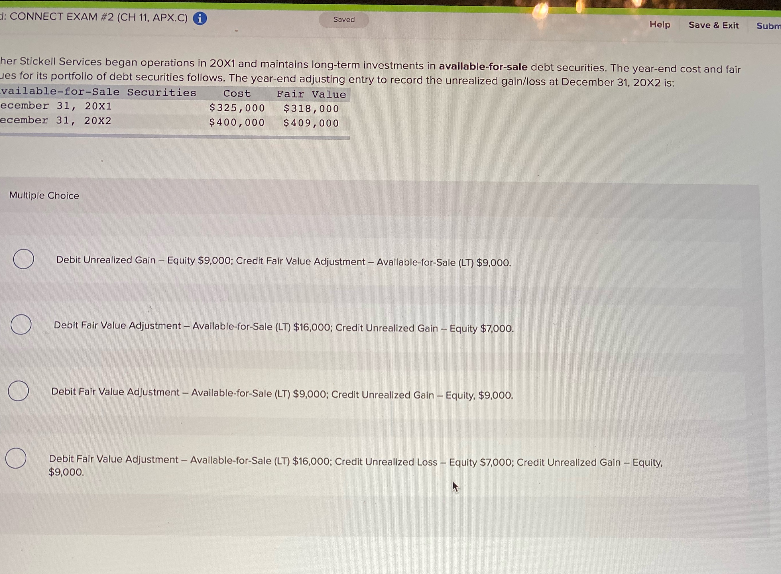 d: CONNECT EXAM #2 (CH 11, APX.C) i Saved Help