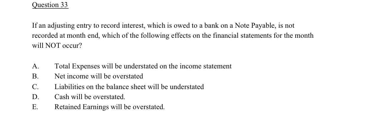 Question 3 3 If an adjusting entry to record