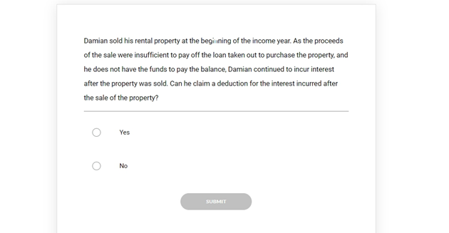 Damian sold his rental property at the beginning