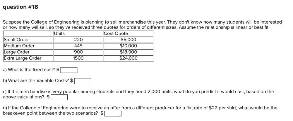 question #18 Suppose the College of Engineering