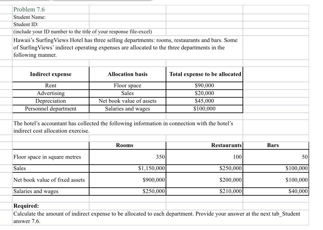 Problem 7.6 Student Name: Student ID: (include