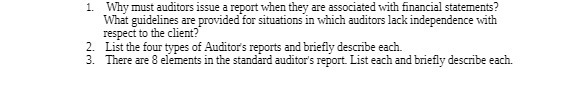 1. Why must auditors issue a report when they are