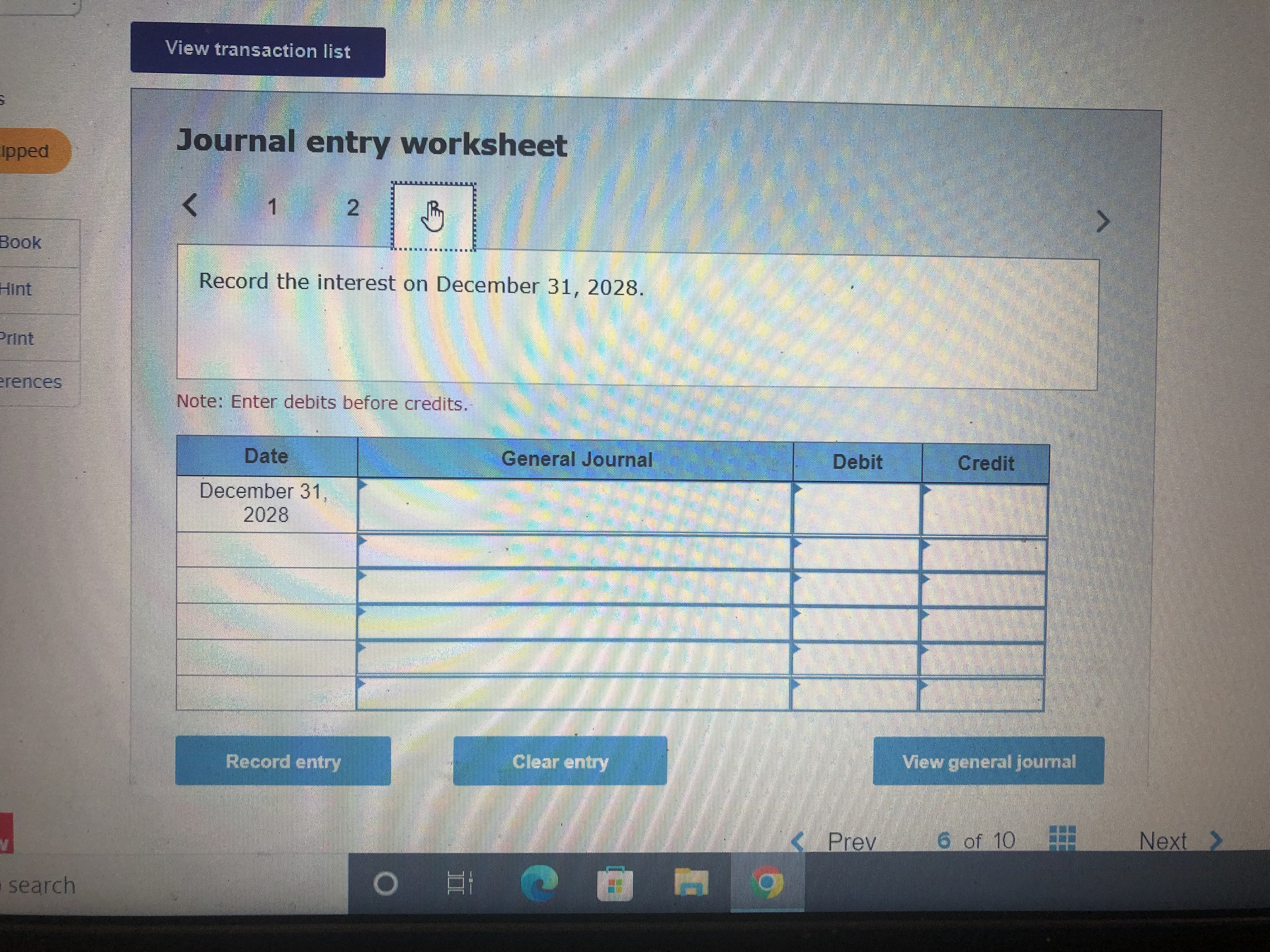 View transaction list ipped Journal entry