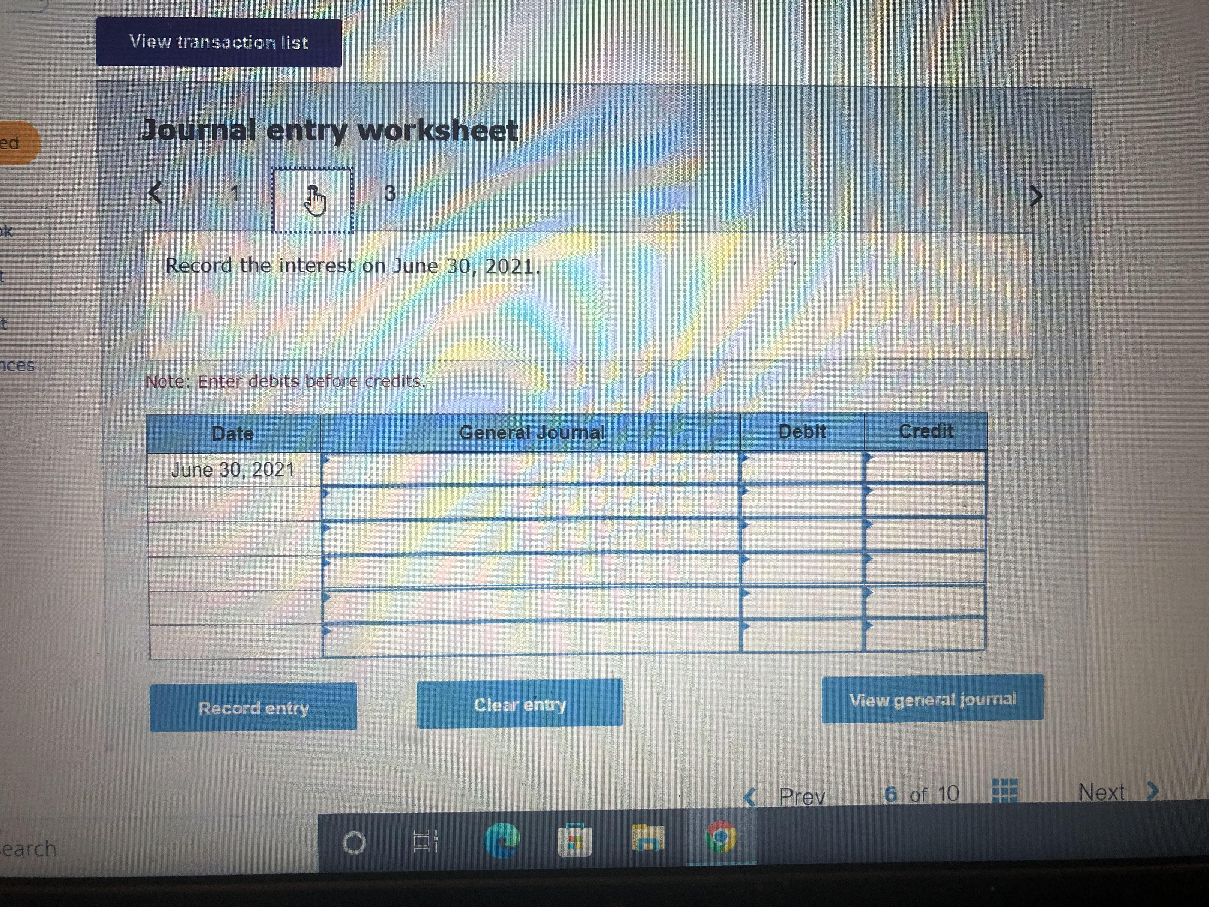 View transaction list ipped Journal entry