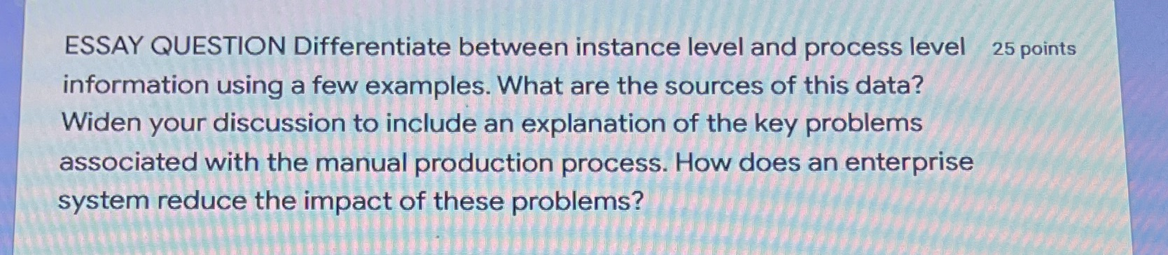 ESSAY QUESTION Differentiate between instance