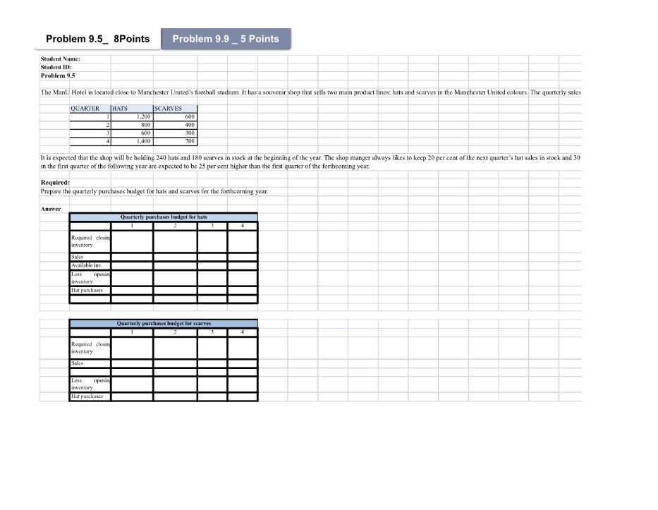 Problem 9.5_ 8Points Problem 9.9 _ 5 Points
