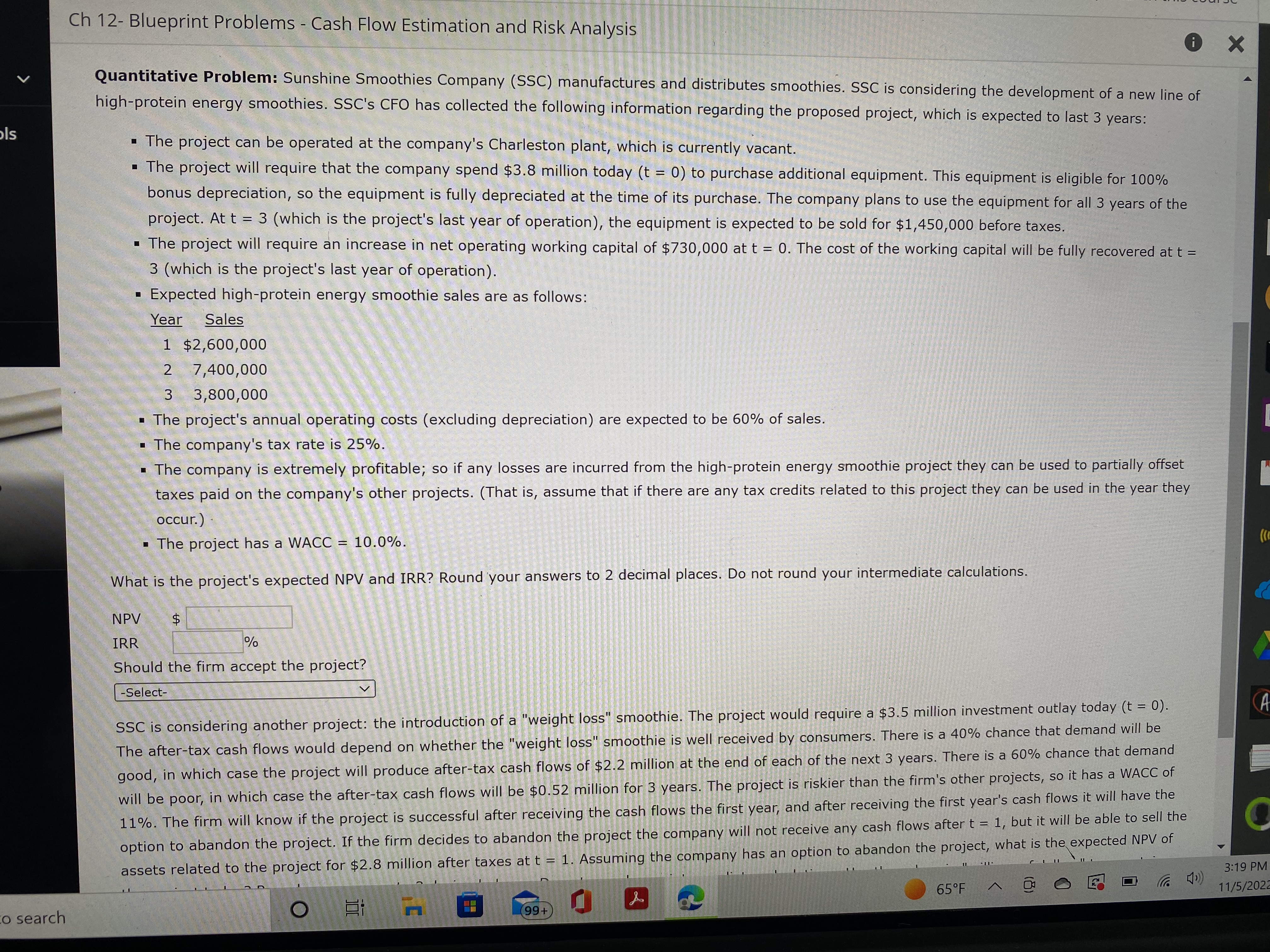 Ch 12- Blueprint Problems - Cash Flow Estimation