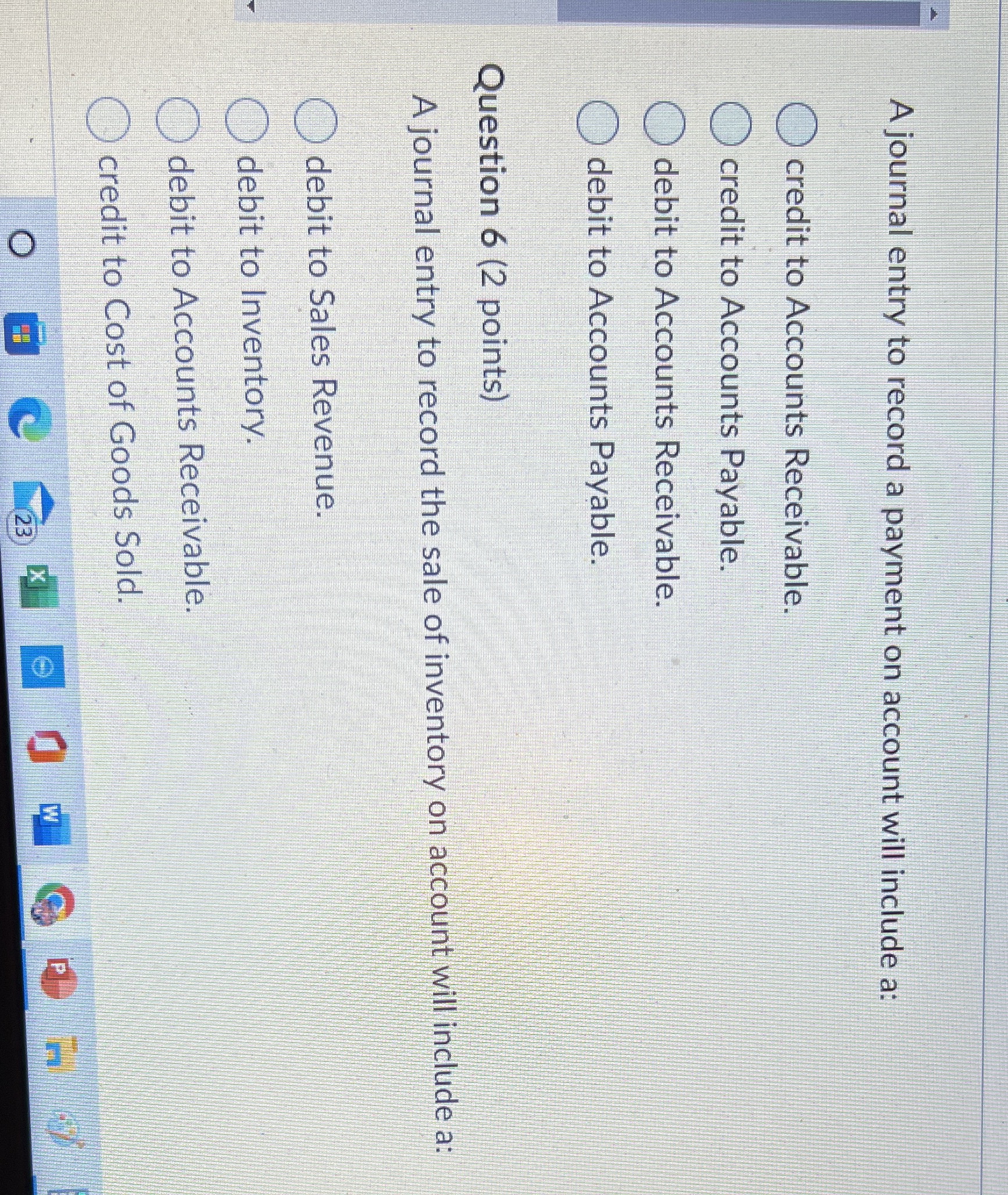 A journal entry to record a payment on account