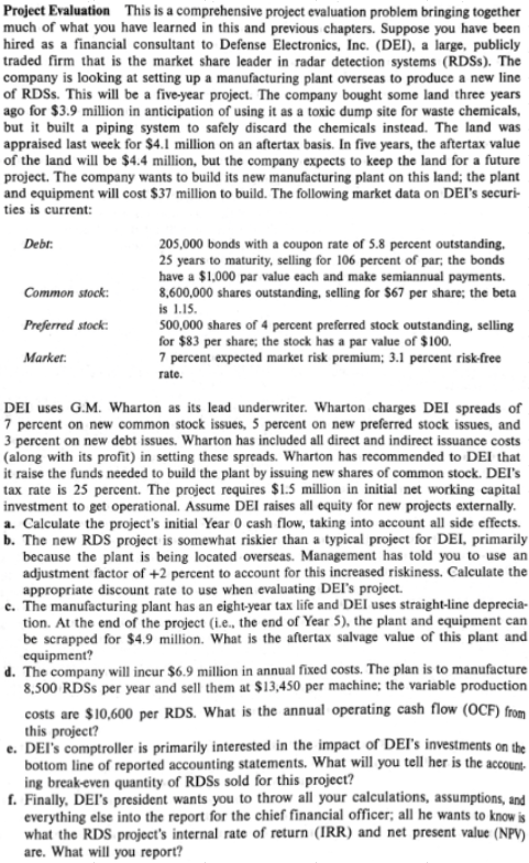 Project Evaluation This is a comprehensive