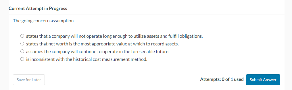 Current Attempt in Progress The going concern