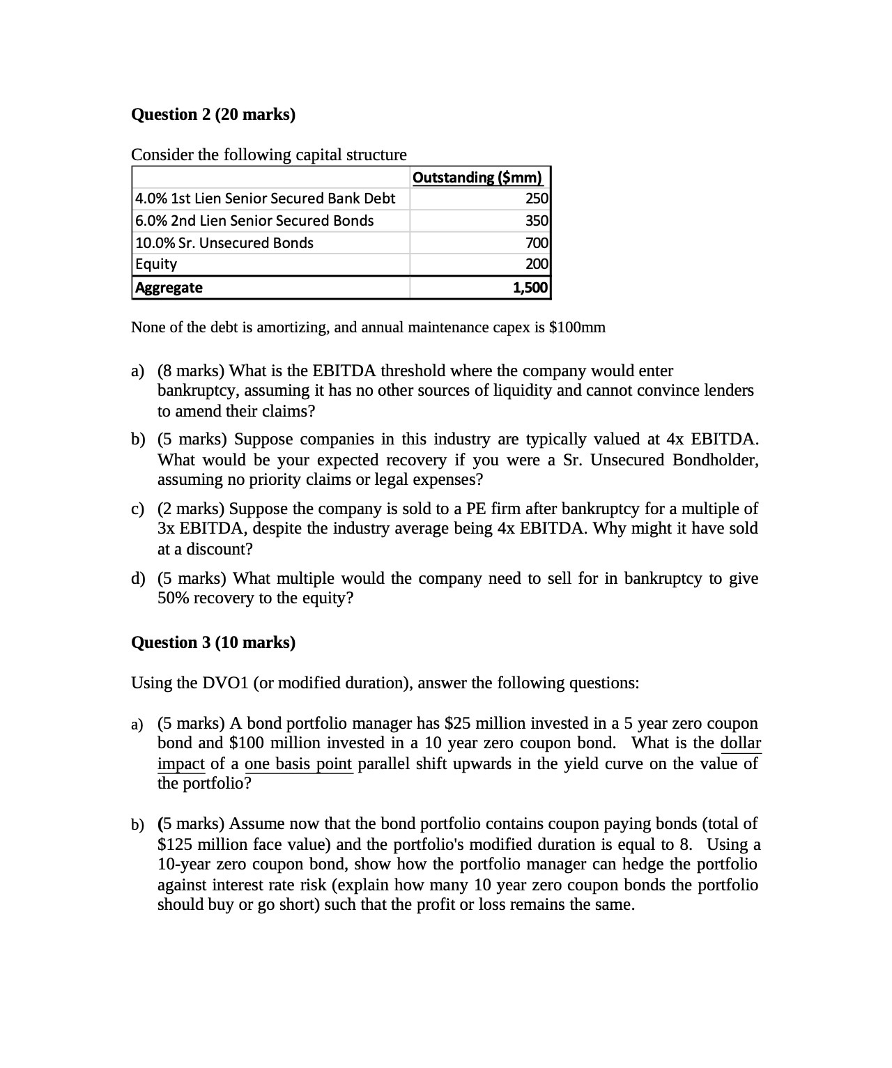 Question 2 (20 marks) Consider the following