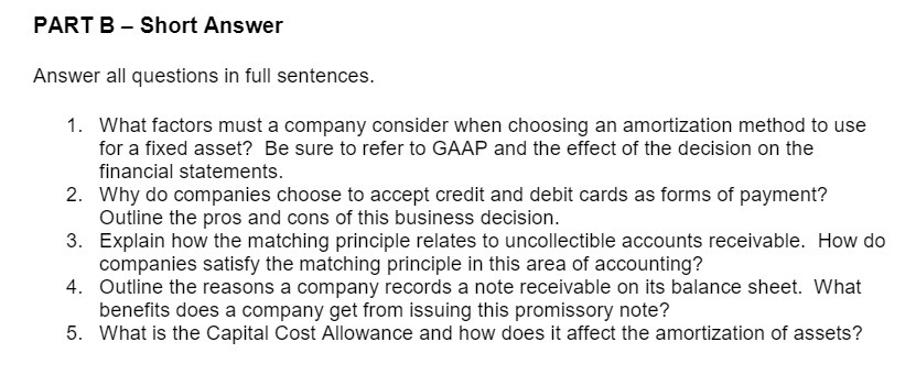 PART B - Short Answer Answer all questions in