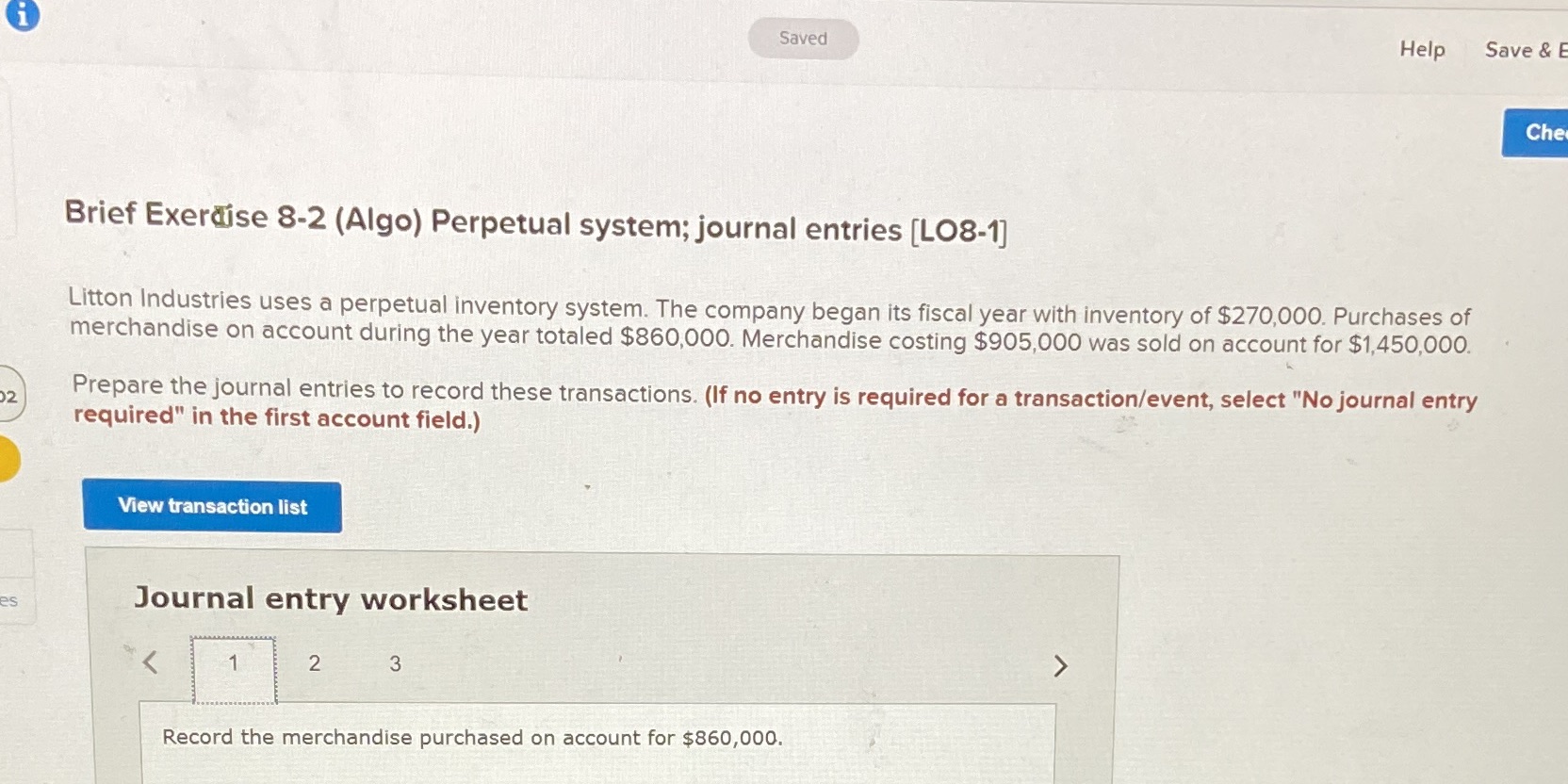 Saved Help Save & E Che Brief Exeraise 8-2 (Algo)