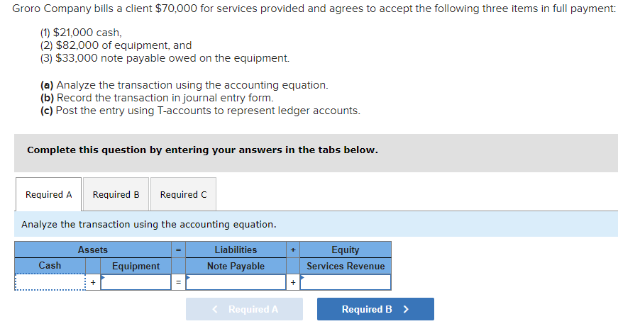 Groro Company bills a client $70,000 for services