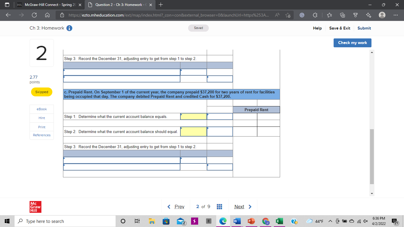 D21. McGraw-Hill Connect - Spring 20 x Question 1