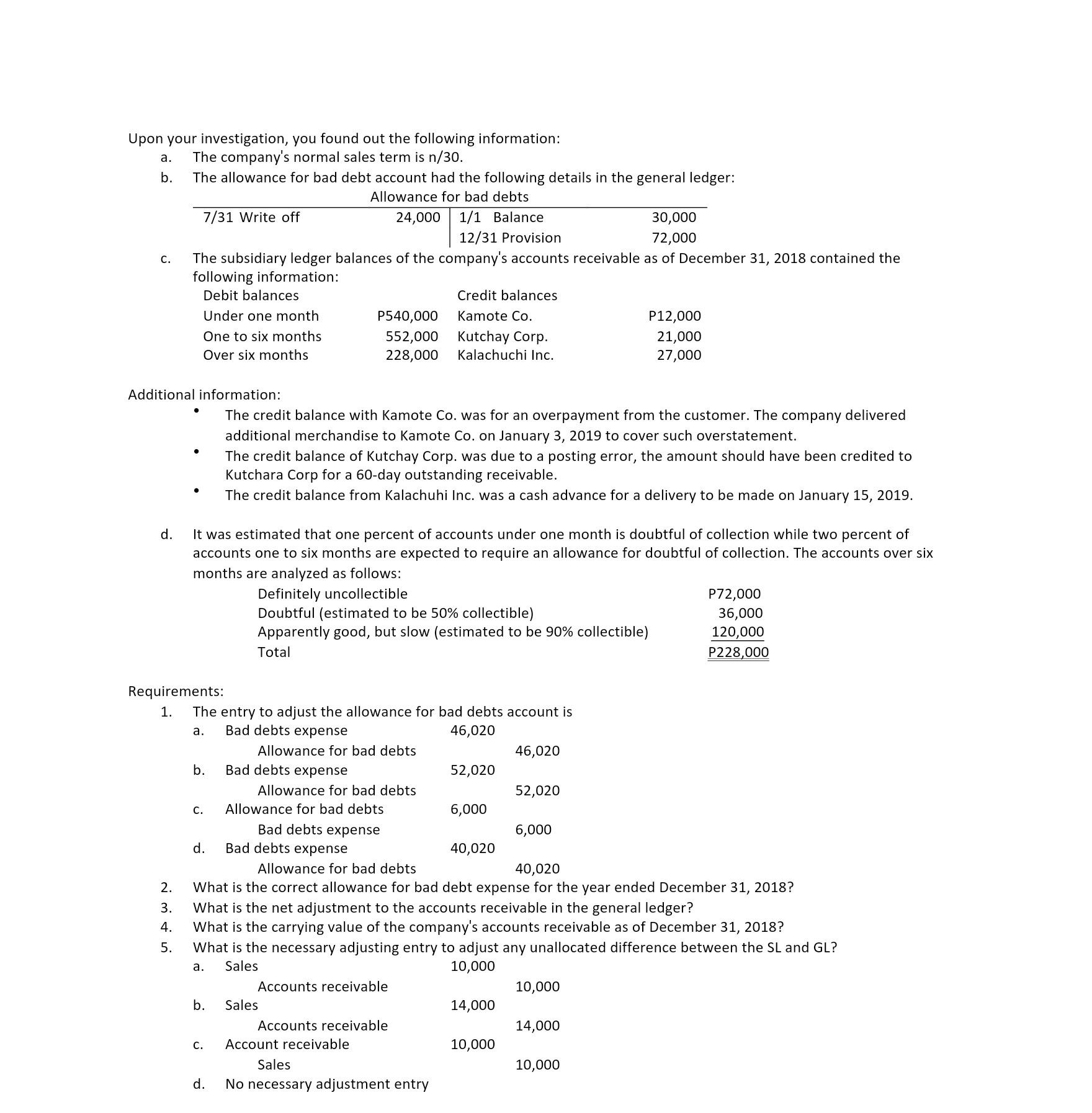 Upon your investigation, you found out the