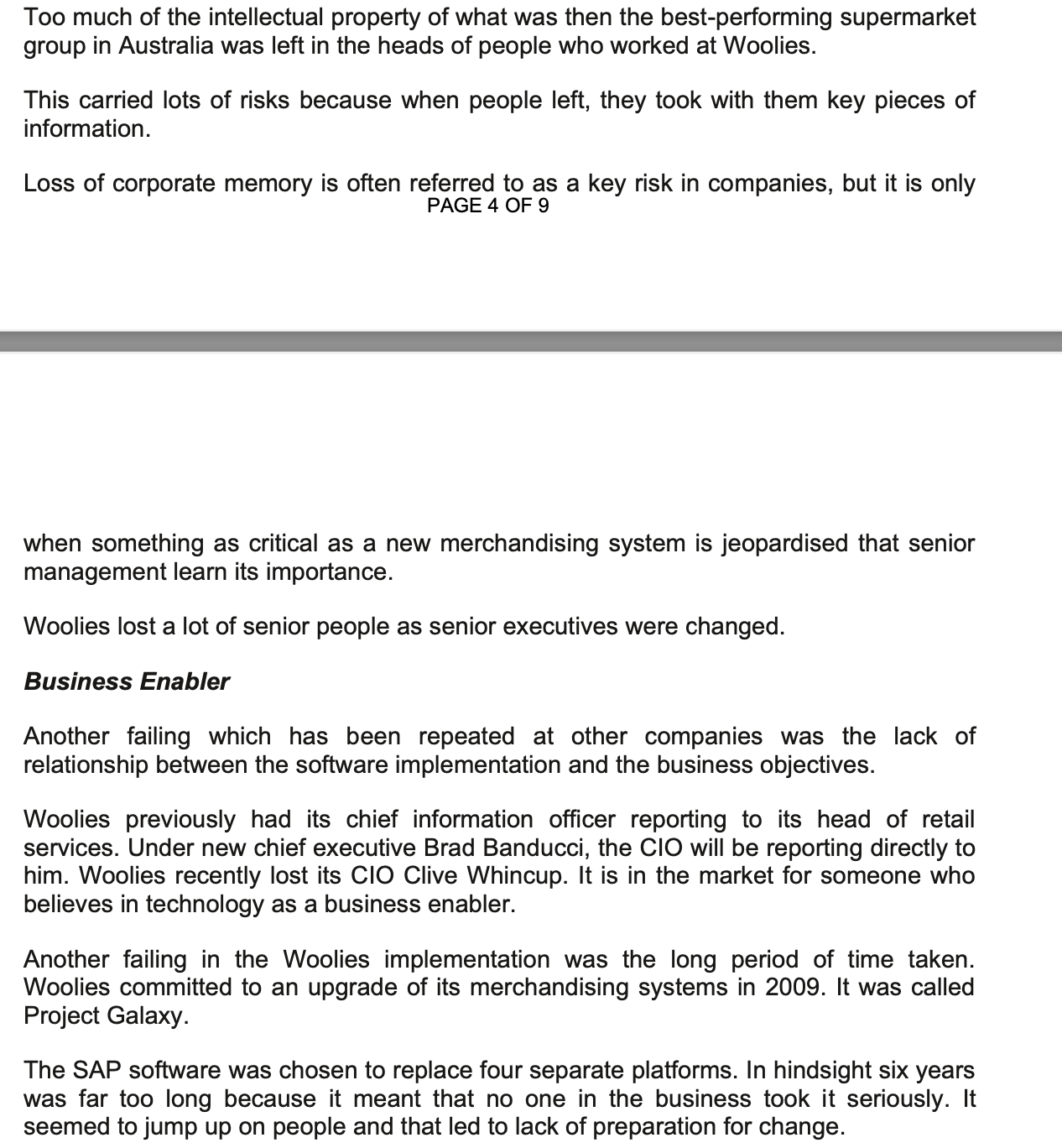 1. Read the business case on Woolies' experience