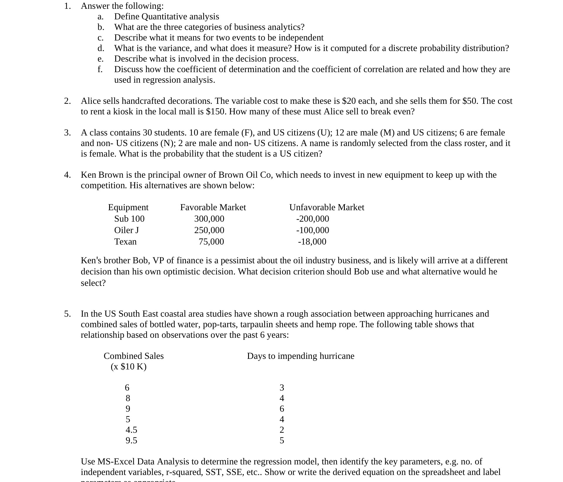 1. Answer the following: Define Quantitative