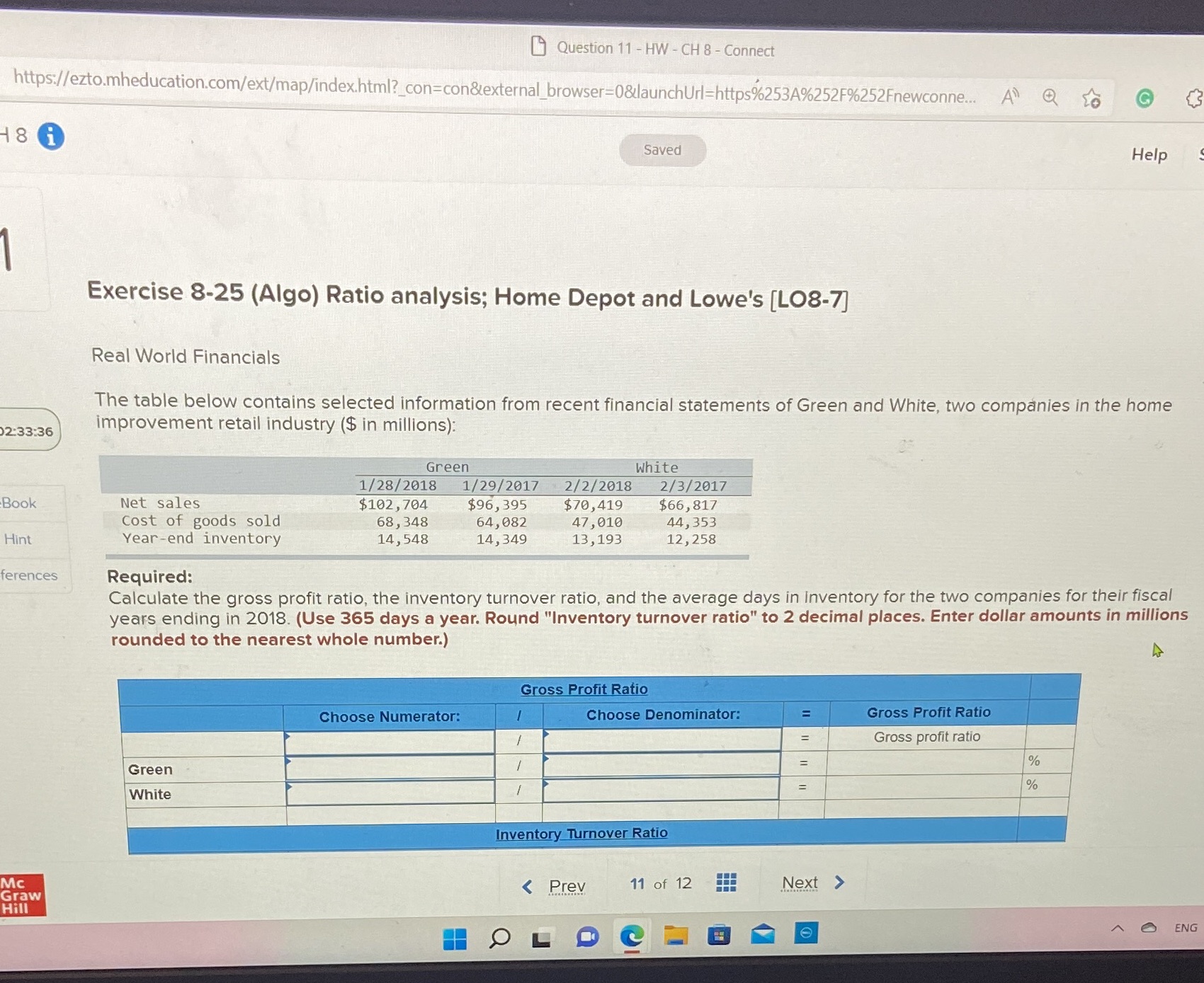 Question 11 - HW - CH 8 - Connect