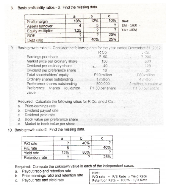 B. Basic profitability ratios - 3. Find the