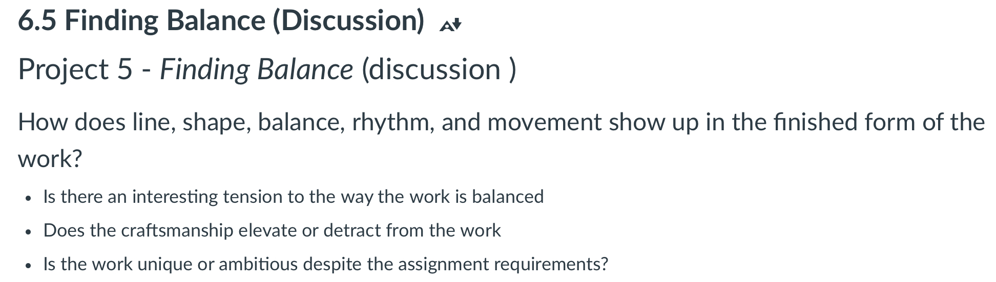 \f6.5 Finding Balance (Discussion) a+ Project 5 -