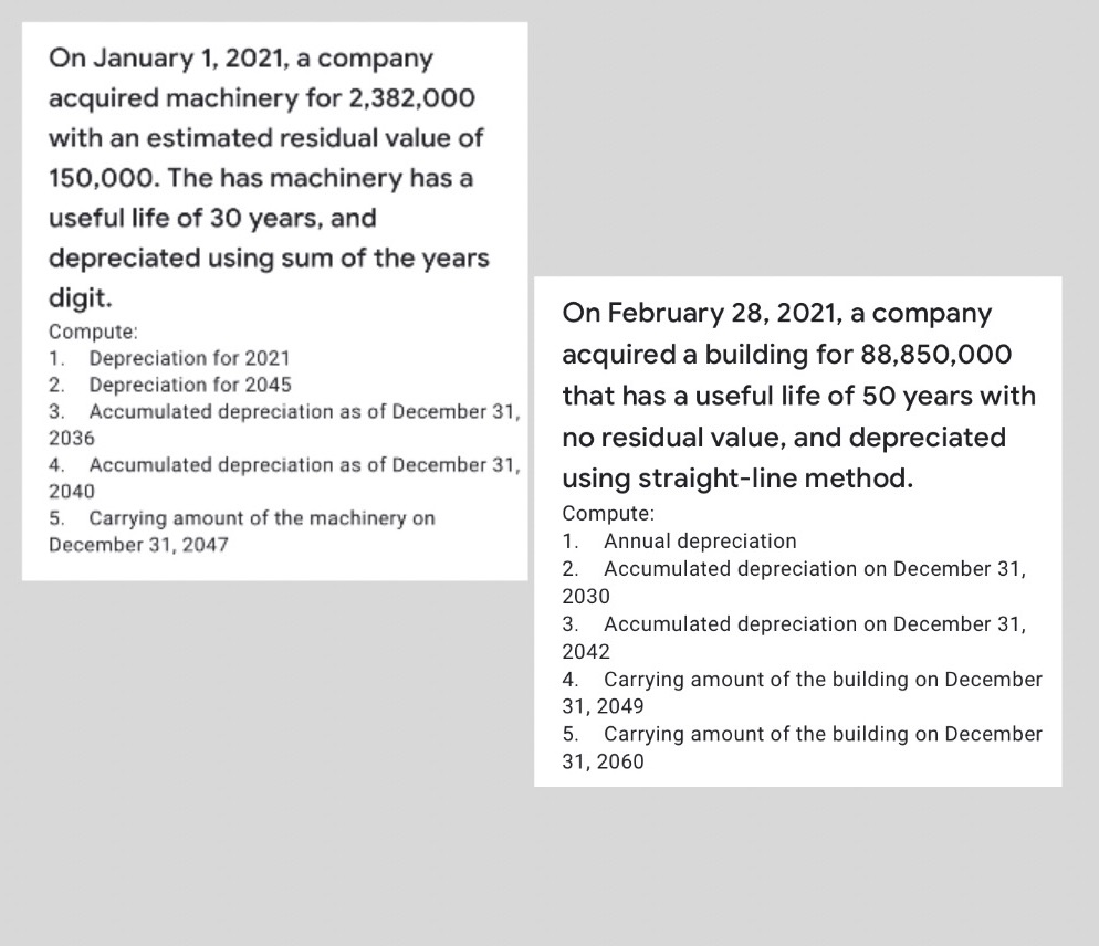 How to compute each item in two given Problems?