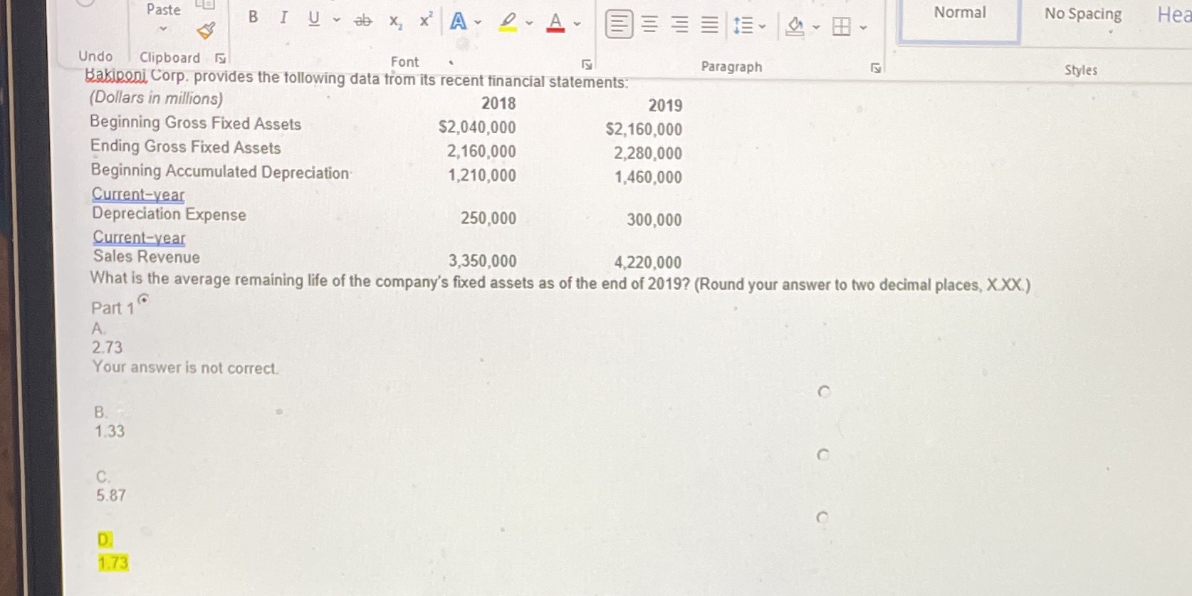 Accounting Paste Normal No Spacing Hea BI U- ab x