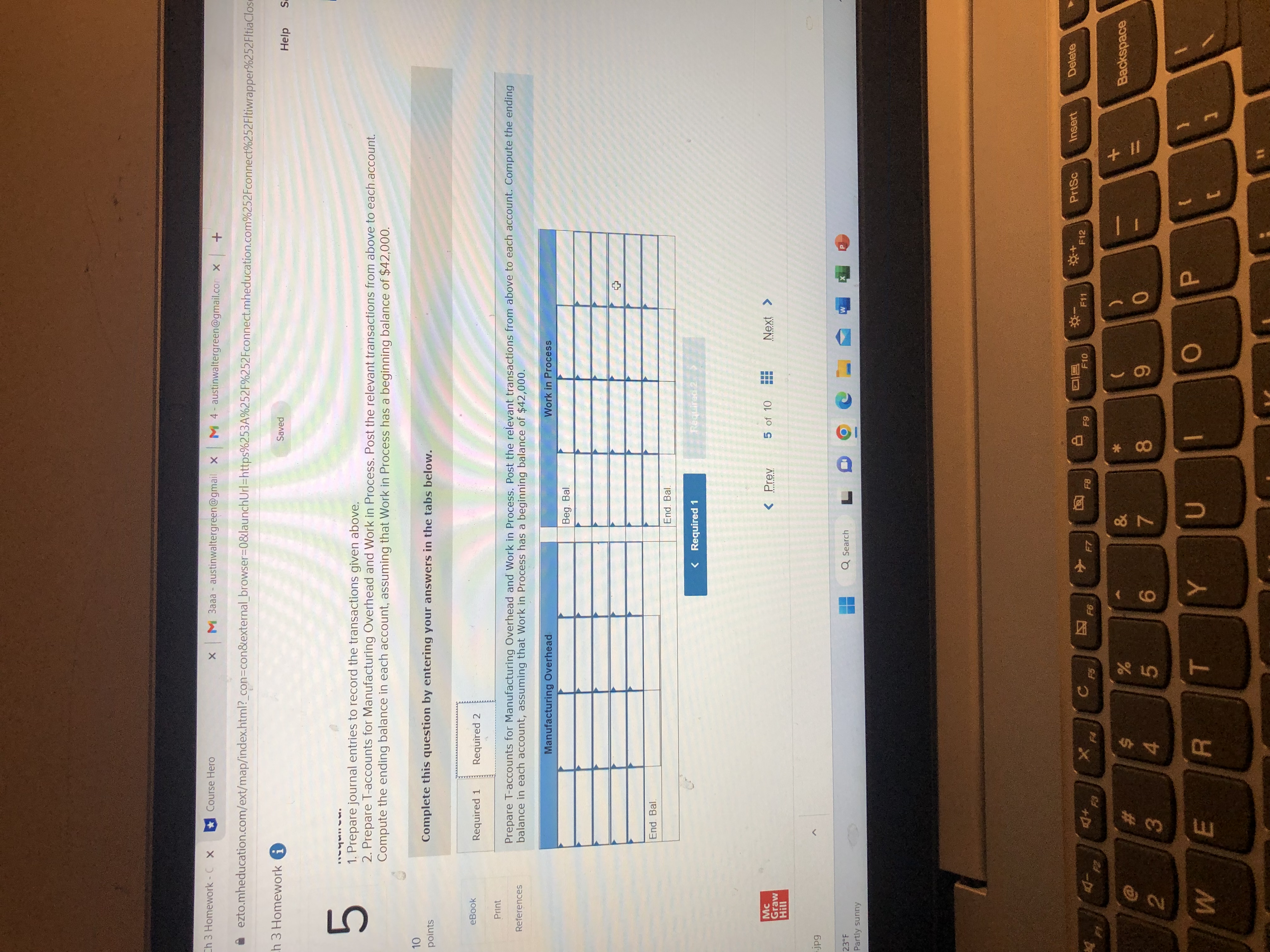 Question 5 - Ch 3 Homework - C X Course Hero x M