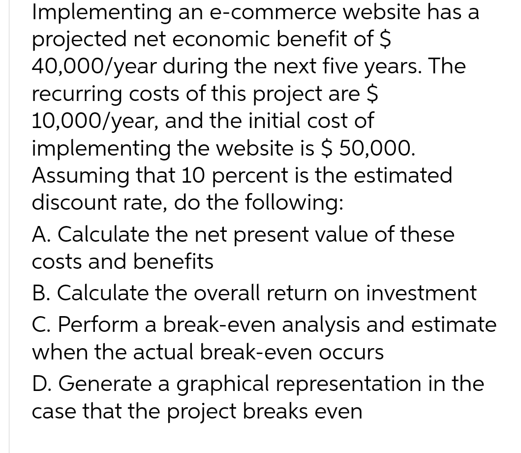 Implementing an e-commerce website has a