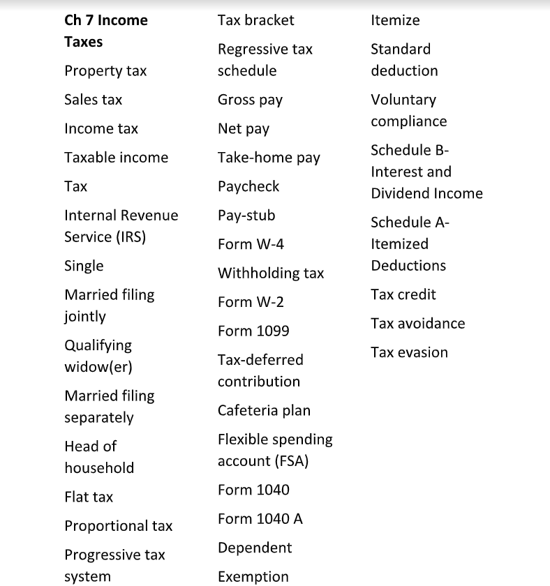 Ch 7 Income Taxes Property tax Sales tax Income