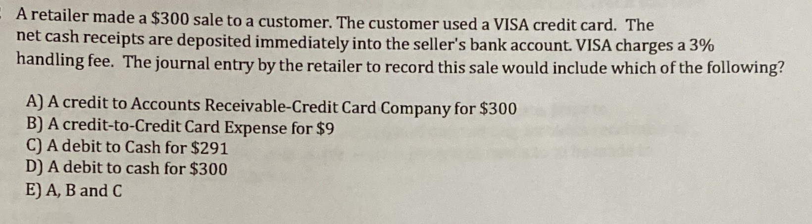 A retailer made a $300 sale to a customer. The