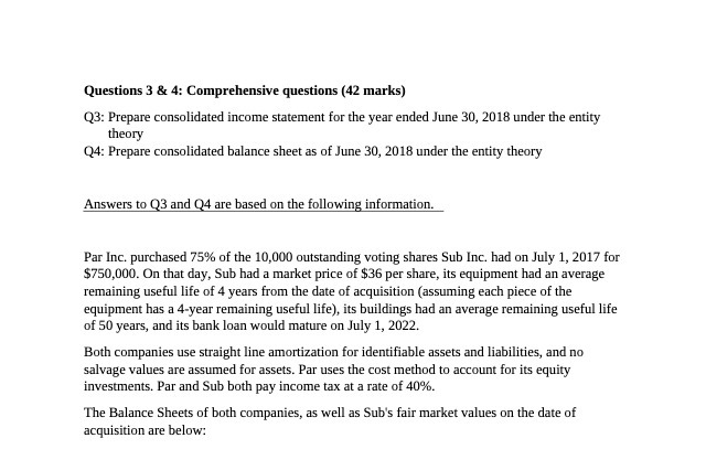 Questions 3 & 4: Comprehensive questions (42