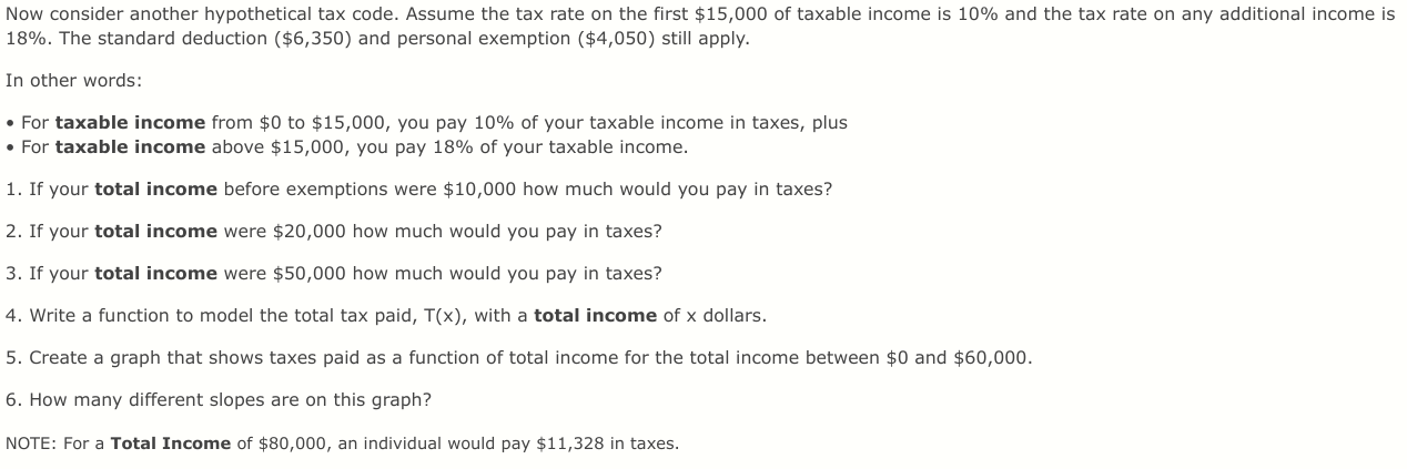 Now consider another hypothetical tax code.