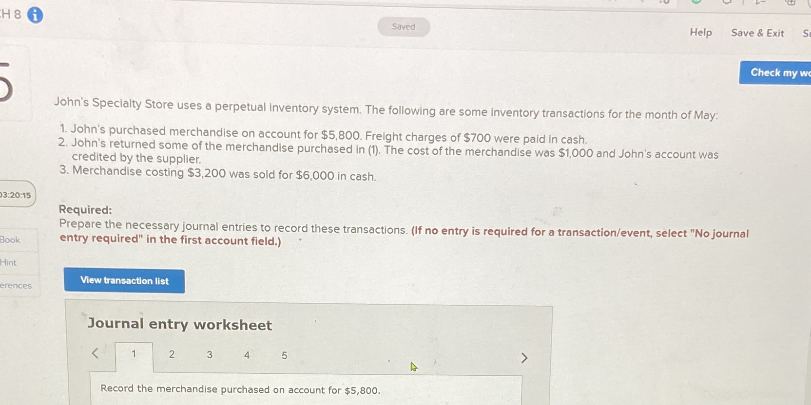 .H 8 Saved Help Save & Exit S Check my w