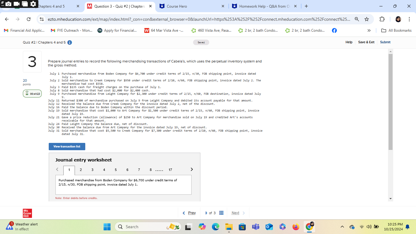 Chapters 4 and 5 X M Question 3 - Quiz #2 |