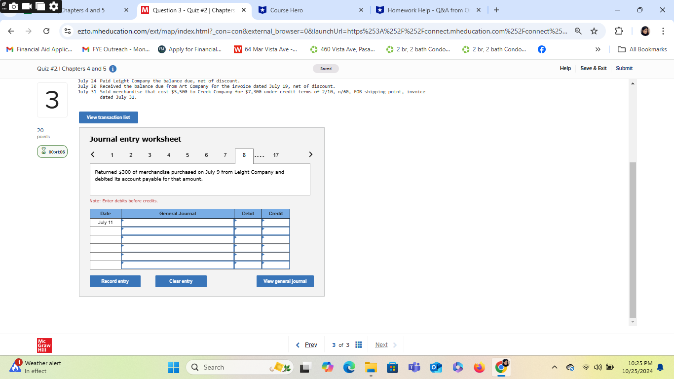 Chapters 4 and 5 X M Question 3 - Quiz #2 |