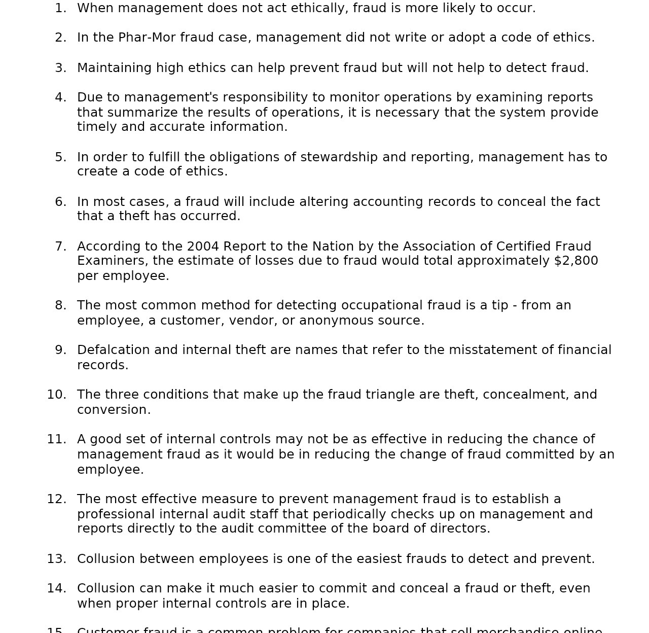 1. When management does not act ethically, fraud