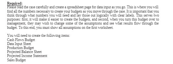 Required: Please read the case carefully and