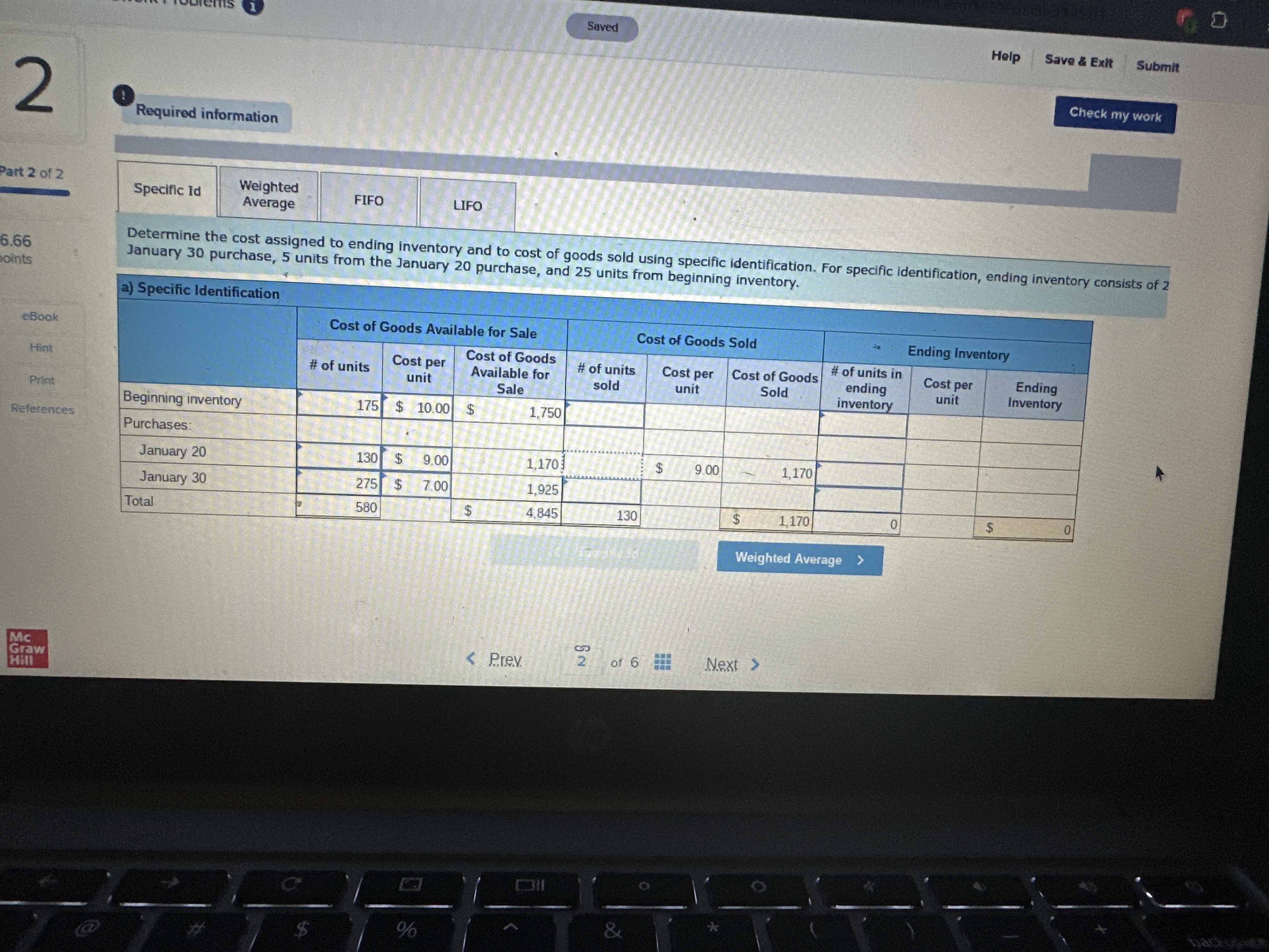Chapter 6: Homework Problems i Saved Help Save &