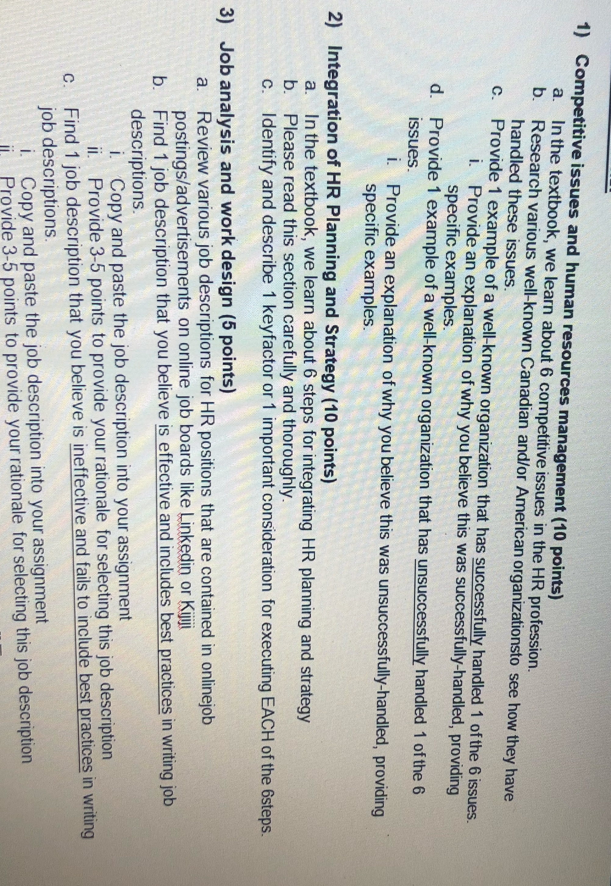1) Competitive issues and human resources