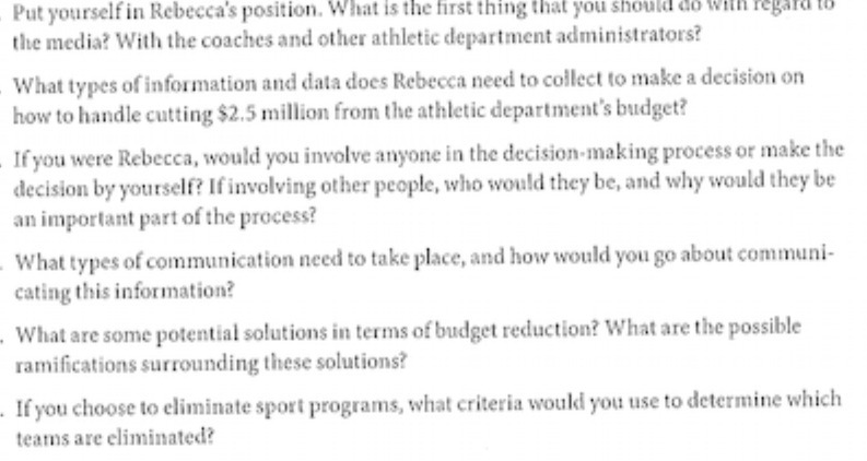 Put yourself in Rebecca's position. What is