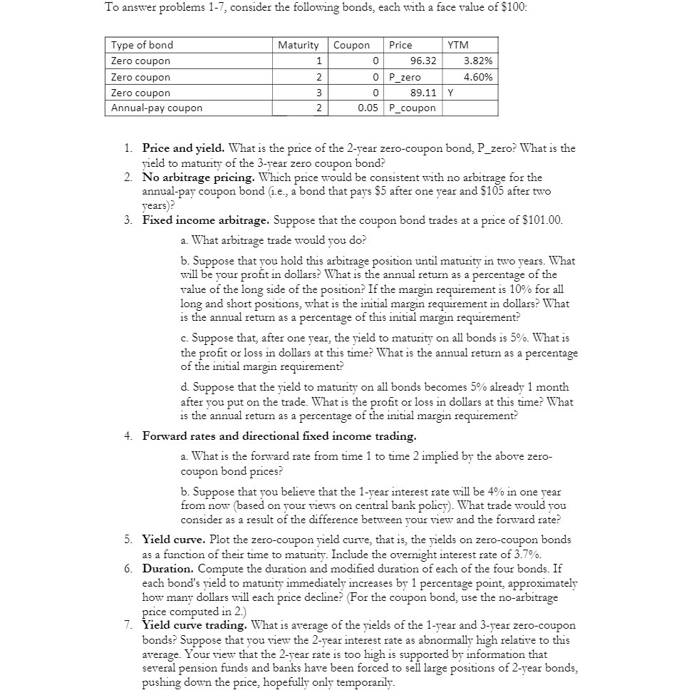 To answer problems 1?3 consider the following