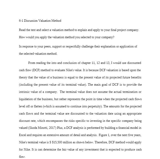 6-1 Discussion Valuation Method Read the text and