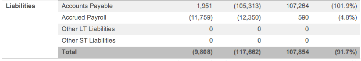 Liabilities Accounts Payable 1,951 (105,313)