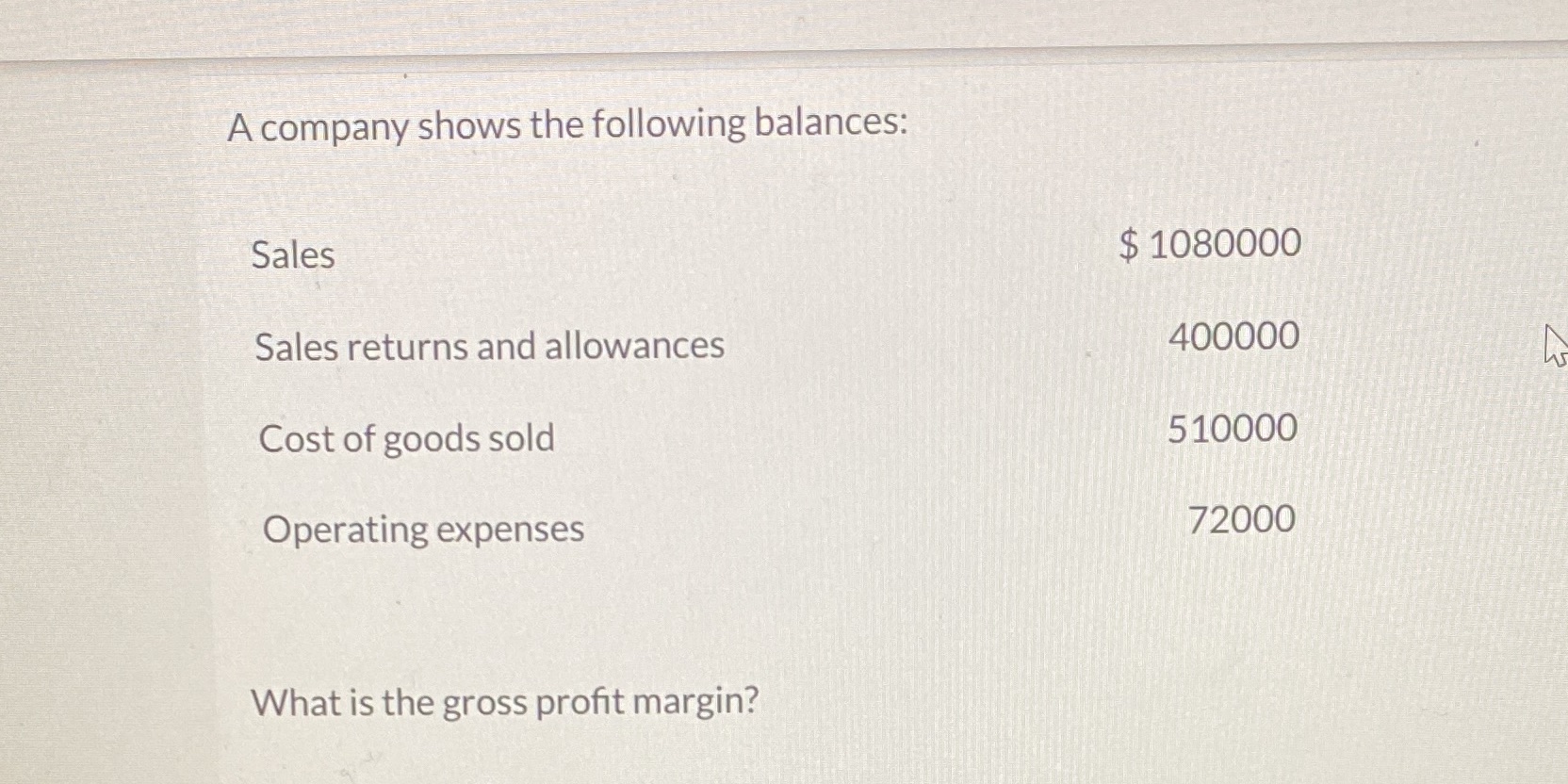 Accounting A company shows the following