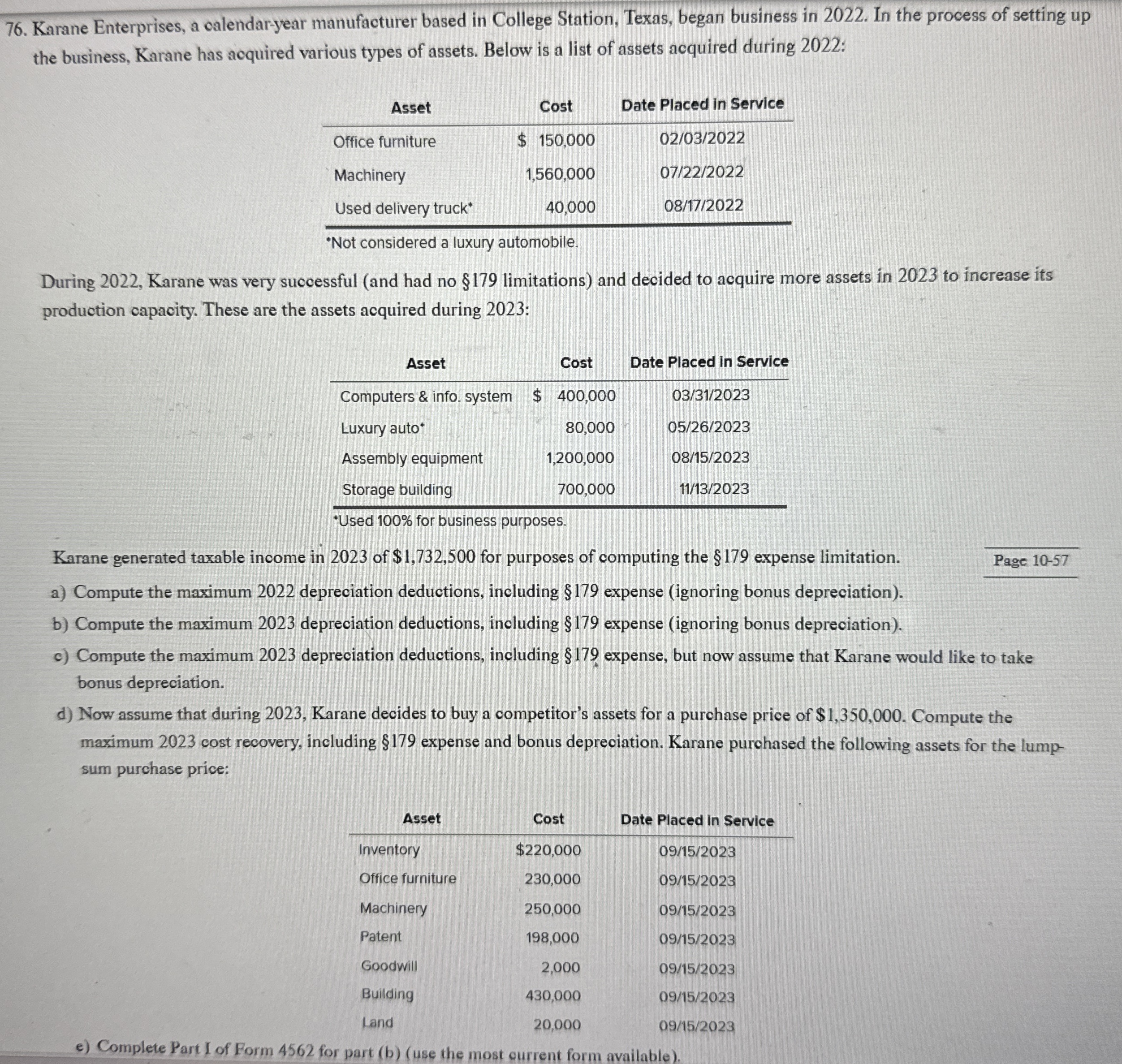 Karane Enterprises, a calendar - year
