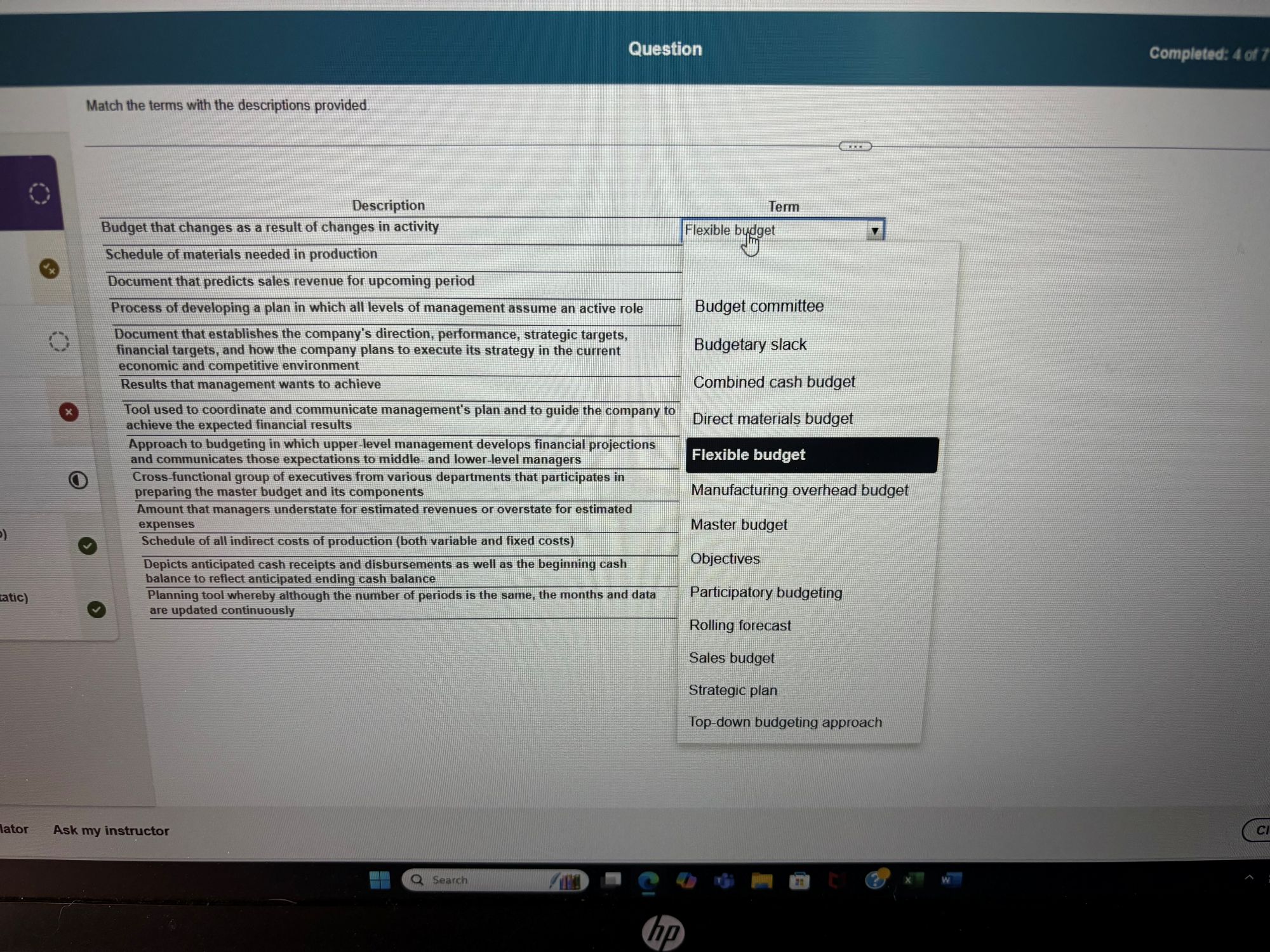 Match the terms with the descriptions provided.