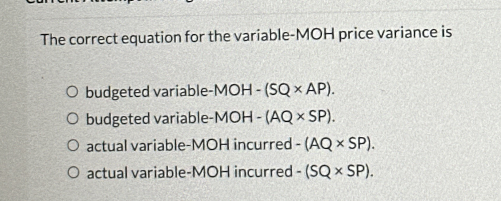 The correct equation for the variable - MOH price
